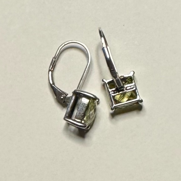 Elegant Yellow Square Sterling Silver Earrings 925 - Picture 2 of 3